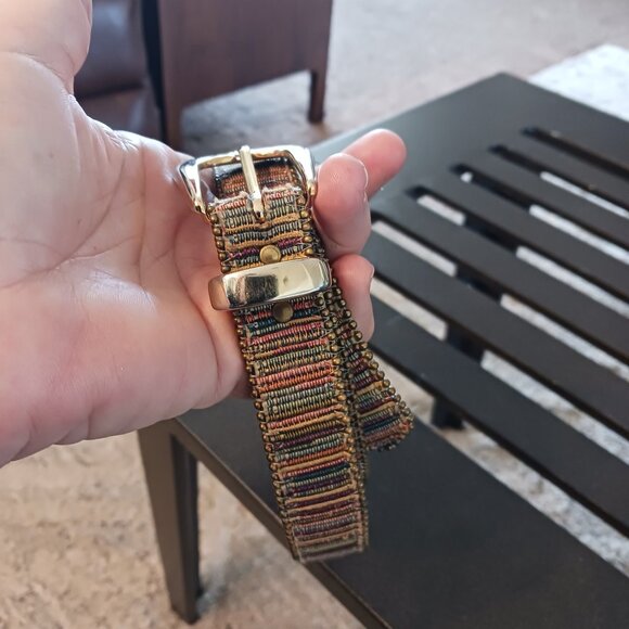 Elite Vintage Belt Rainbow Tribal Aztek 90s Woman Medium Gold Hardware - Picture 2 of 4